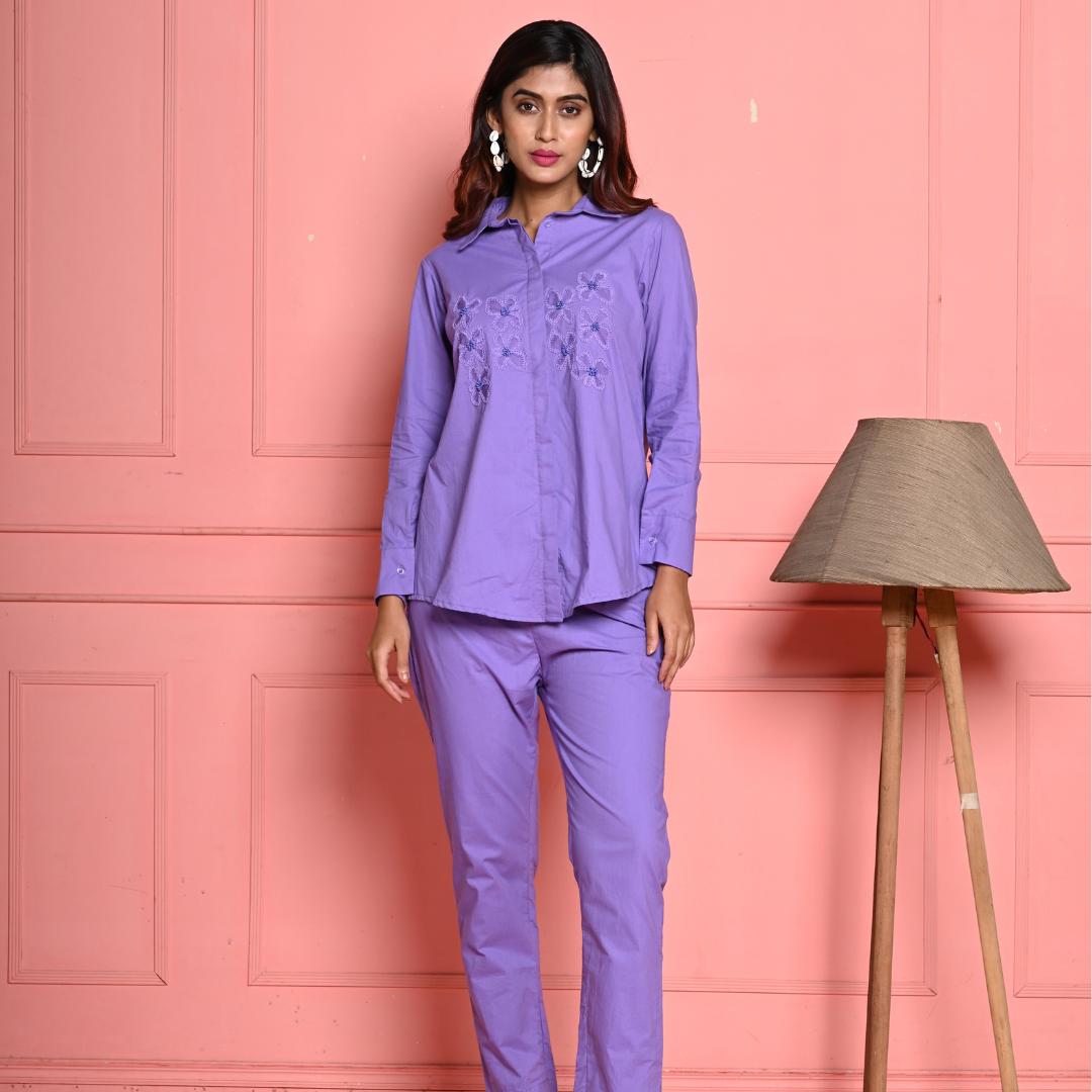 Organza Flower Lilac Co-ord Set