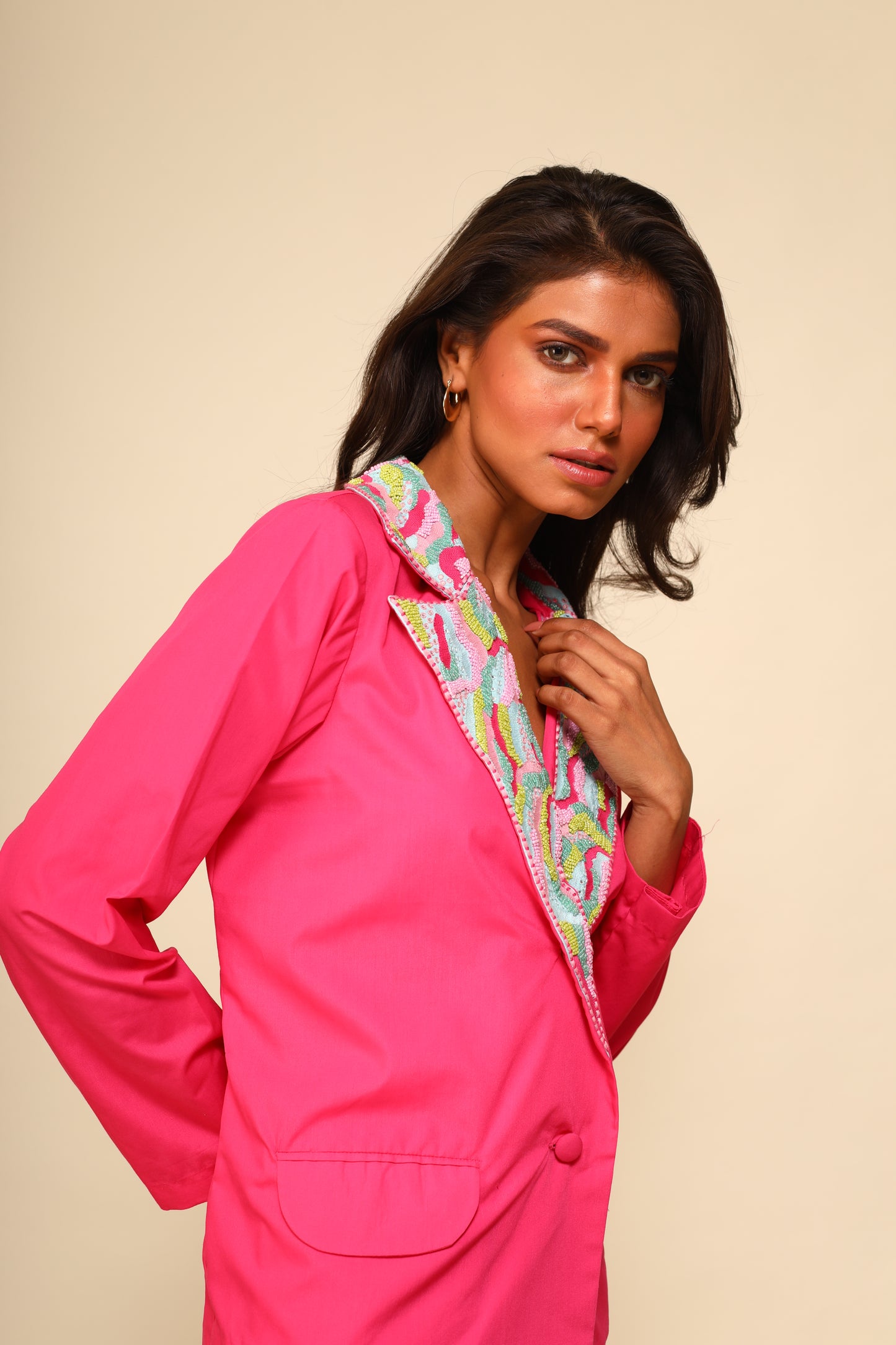 Pink Wave Blazer Set
