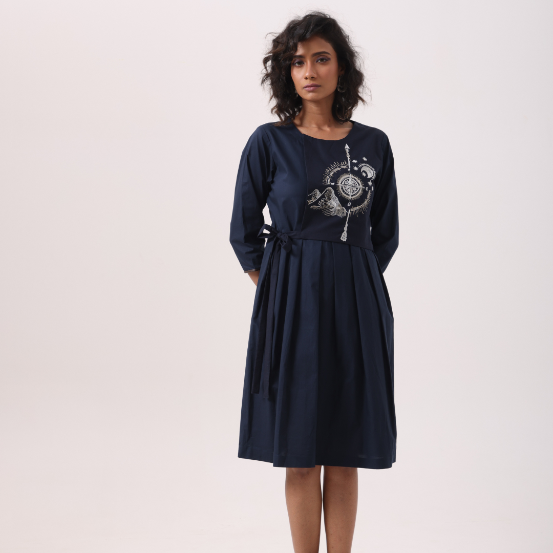 Compass Dress in Navy