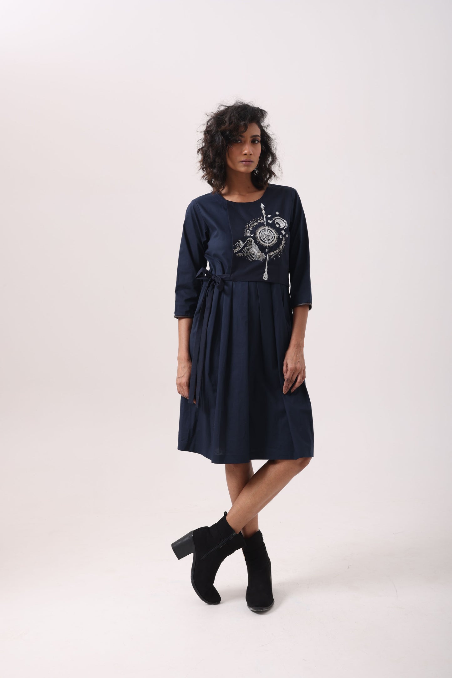 Compass Dress in Navy