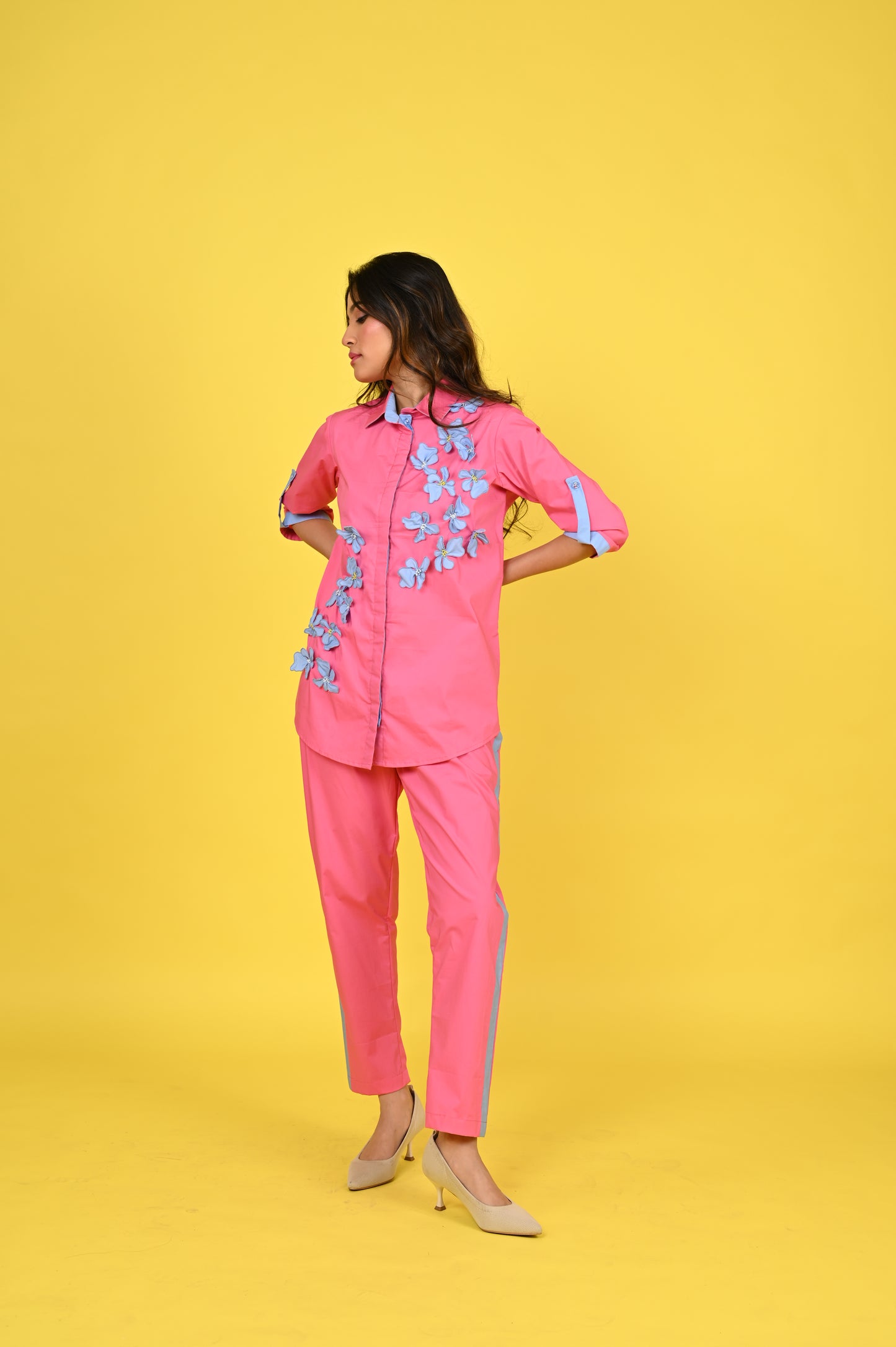 Pink Wire Flower Co-ord Set