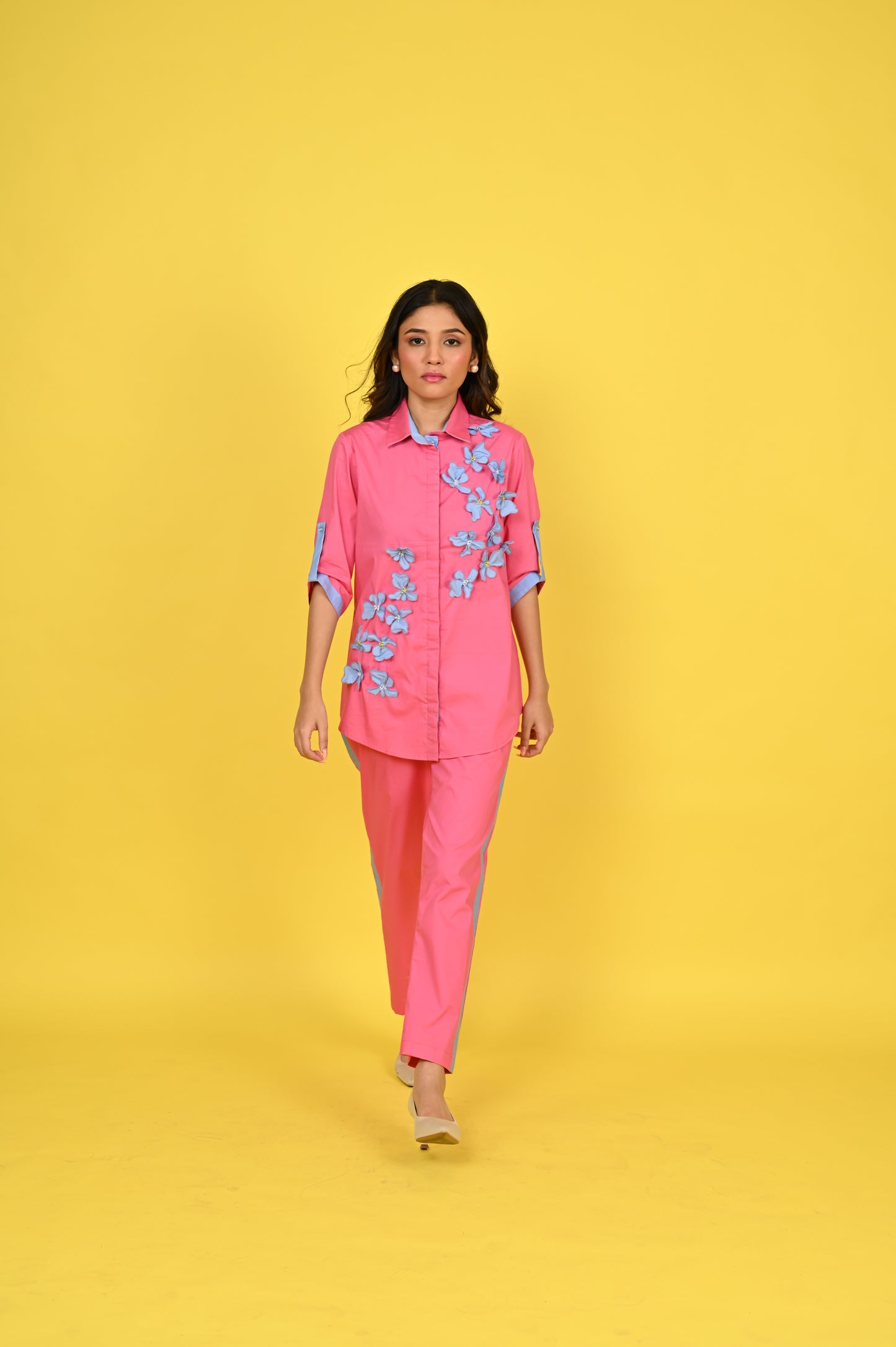Pink Wire Flower Co-ord Set