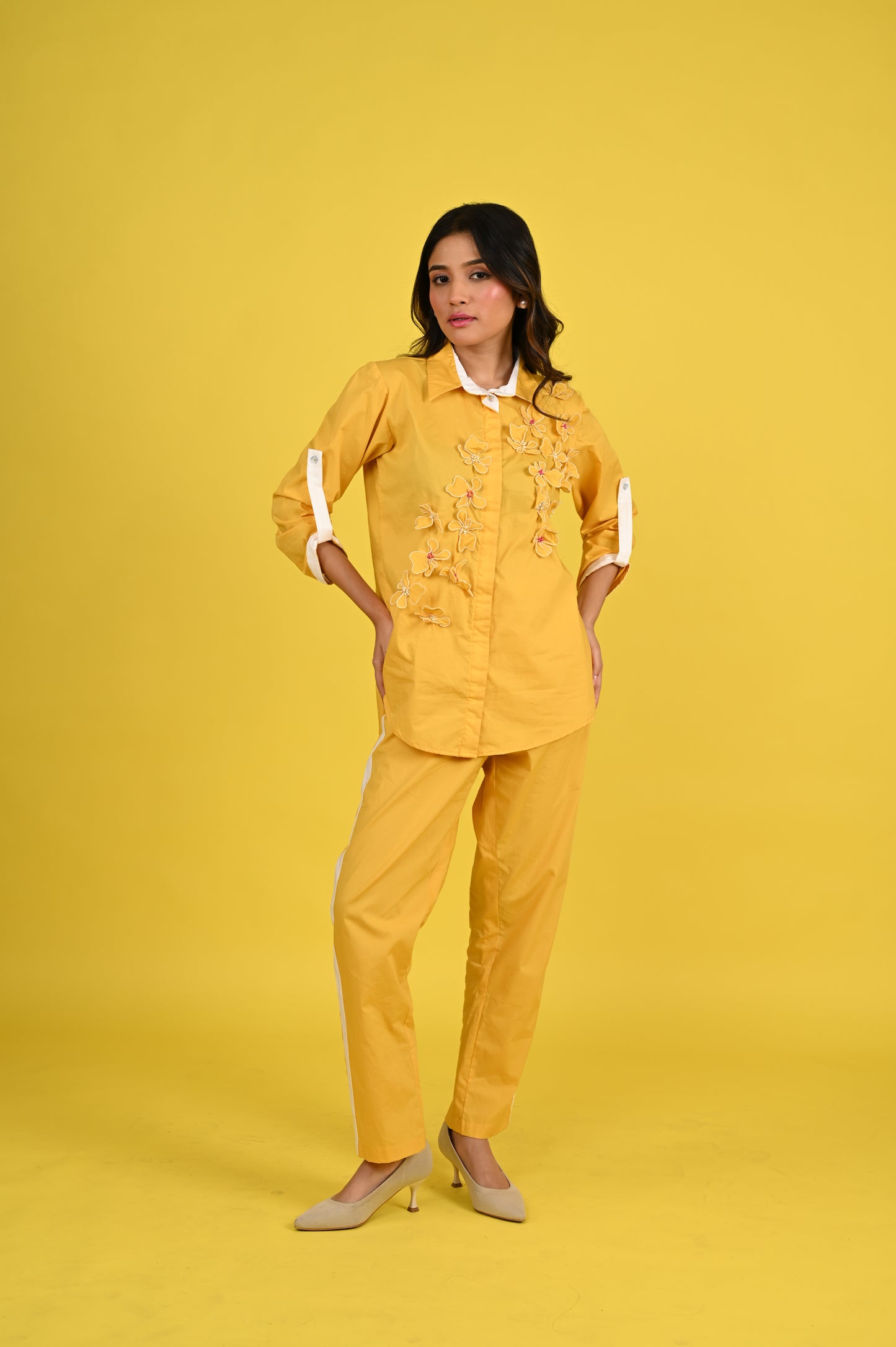 Yellow Wire Flower Co-ord Set