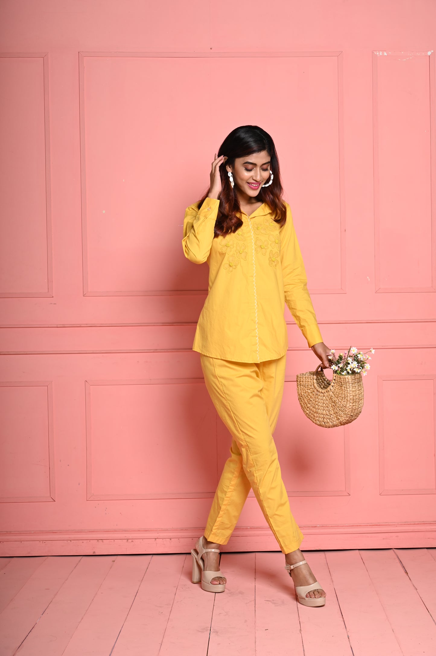 Organza Flower Yellow Co-ord Set
