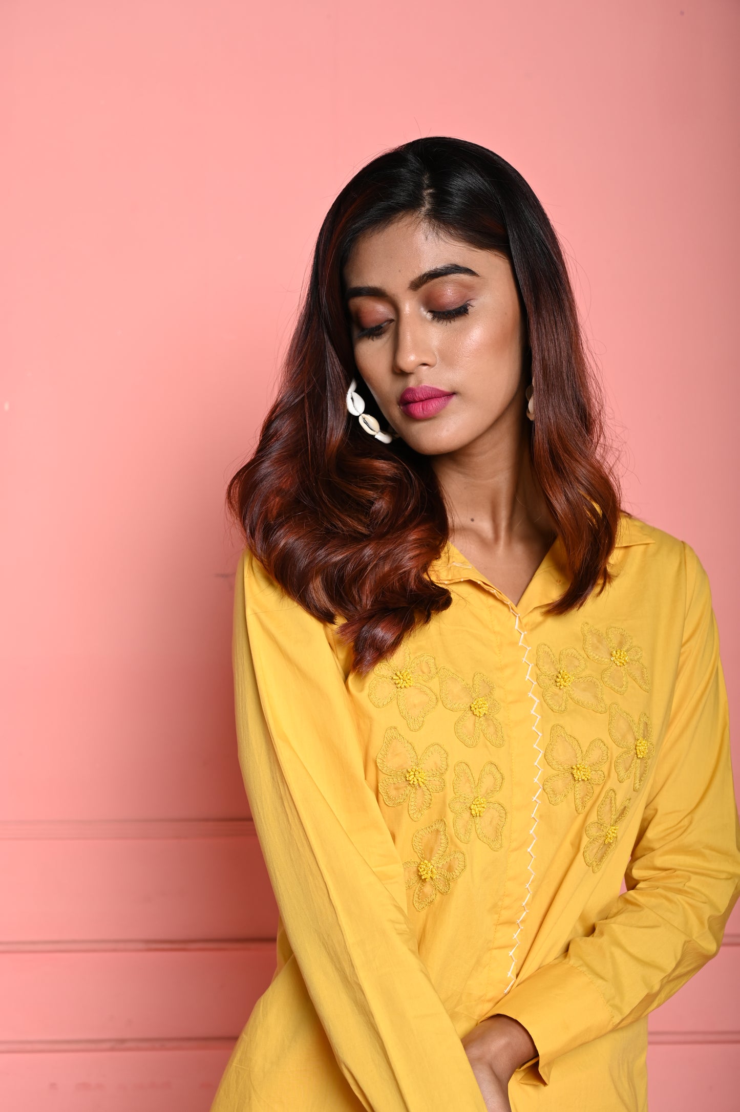 Organza Flower Yellow Co-ord Set