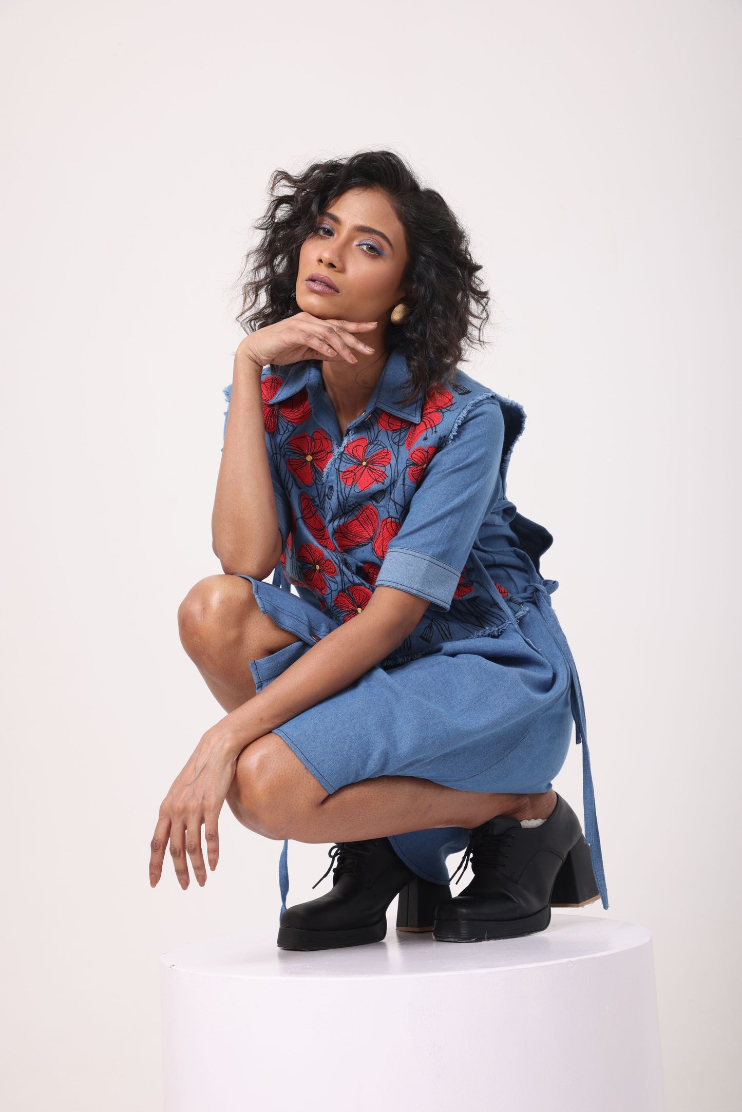 Denim Poppy Bib Dress