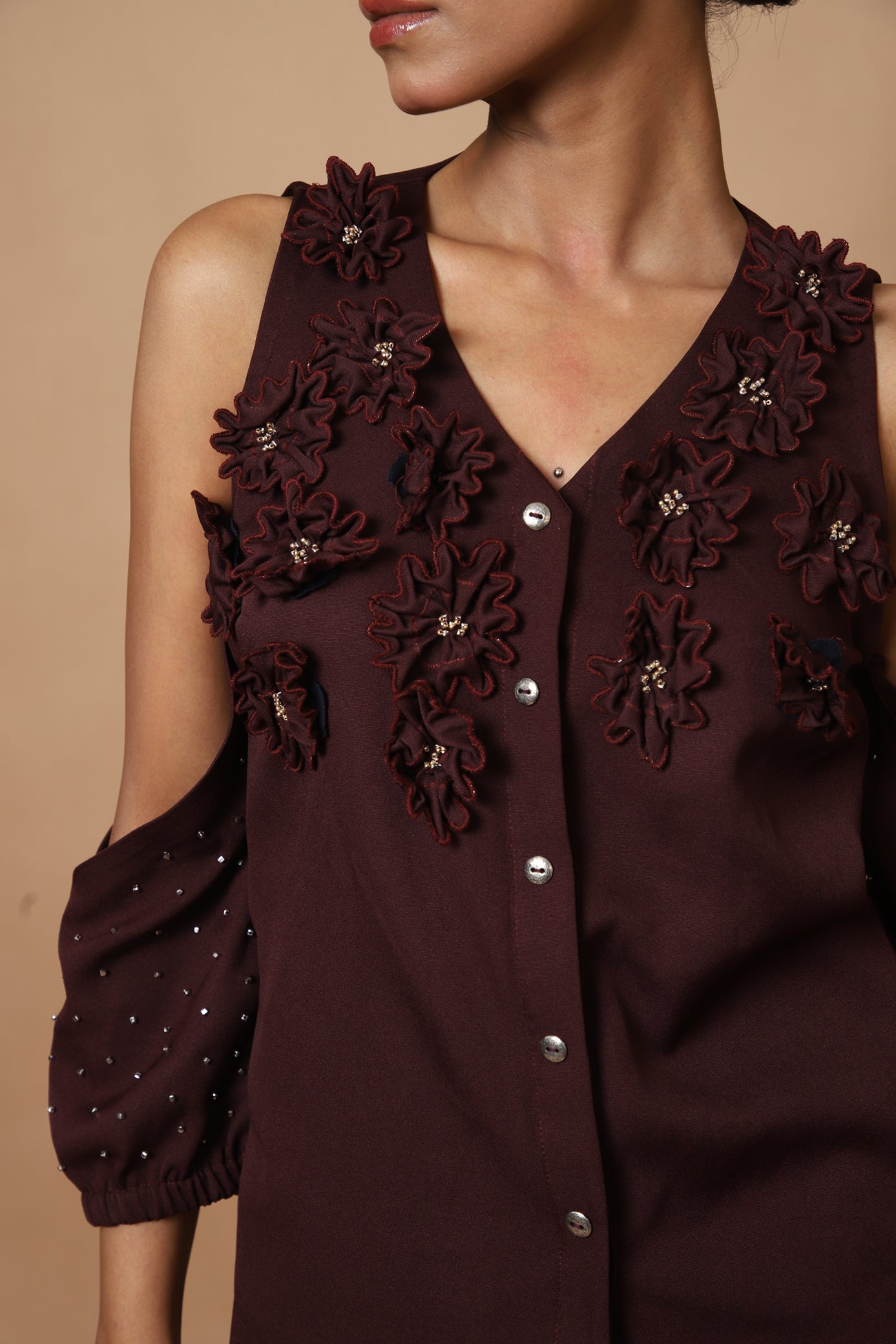 Wine Co-ord with Detached Sleeves