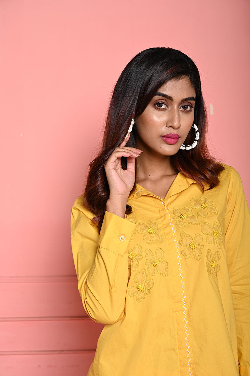 Organza Flower Yellow Co-ord Set