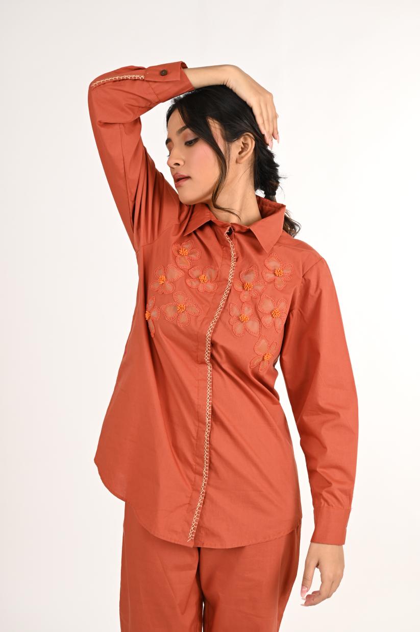 Organza Flower Burnt Orange Co ord