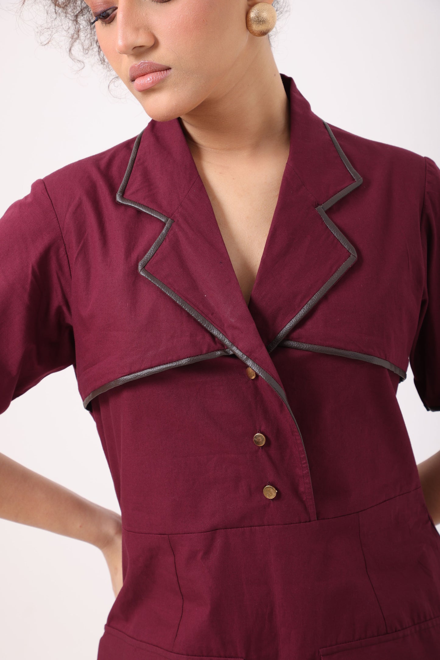 Pocket Patch Dress in Wine