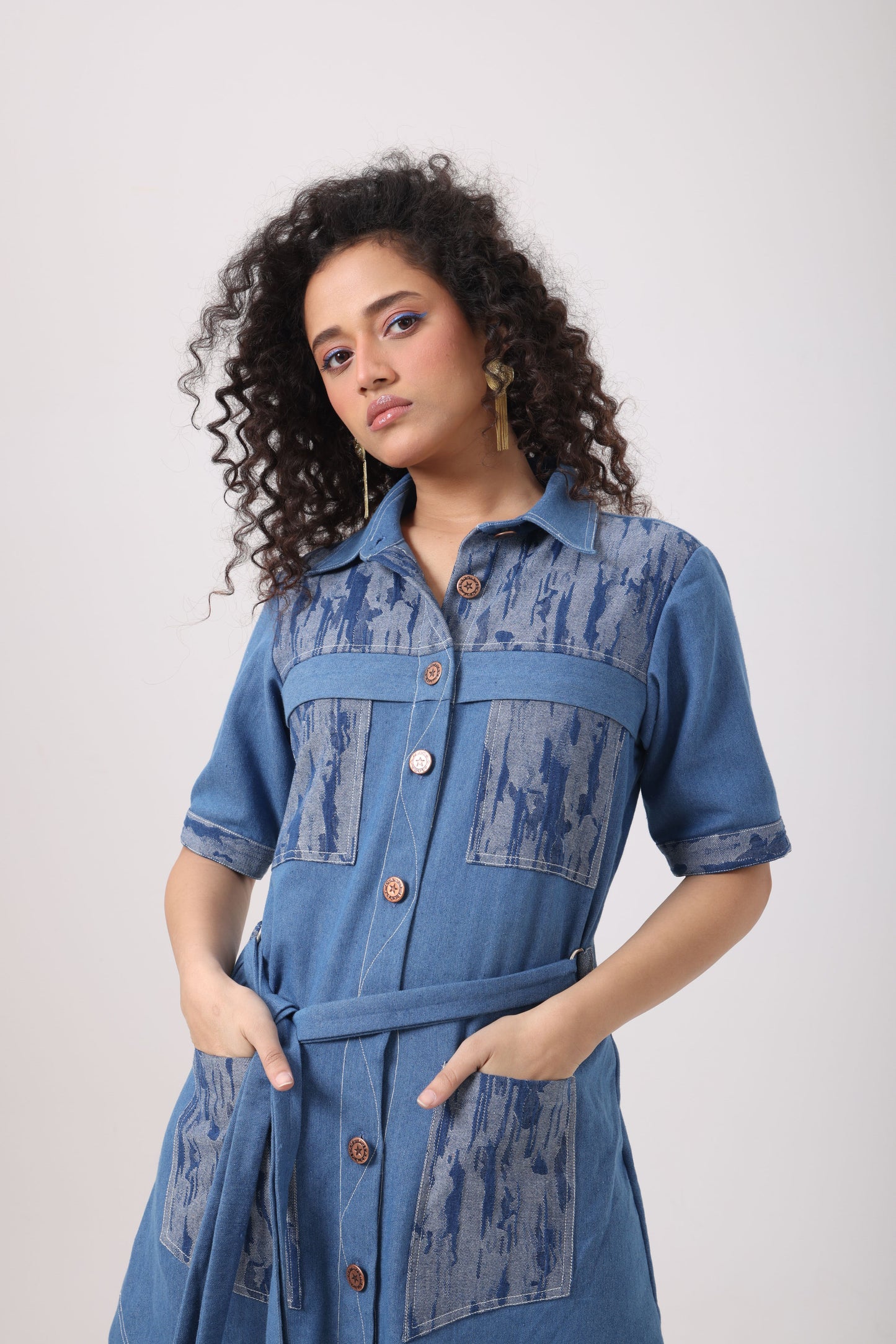 Rugged Denim Pocket Patch Dress