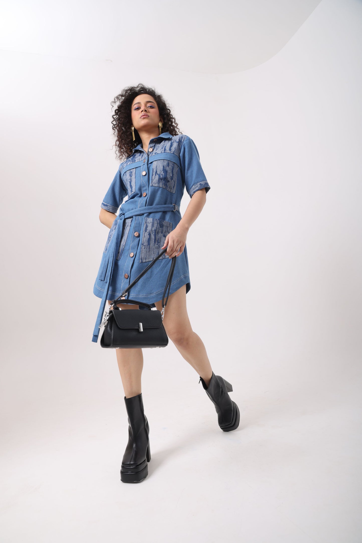 Rugged Denim Pocket Patch Dress