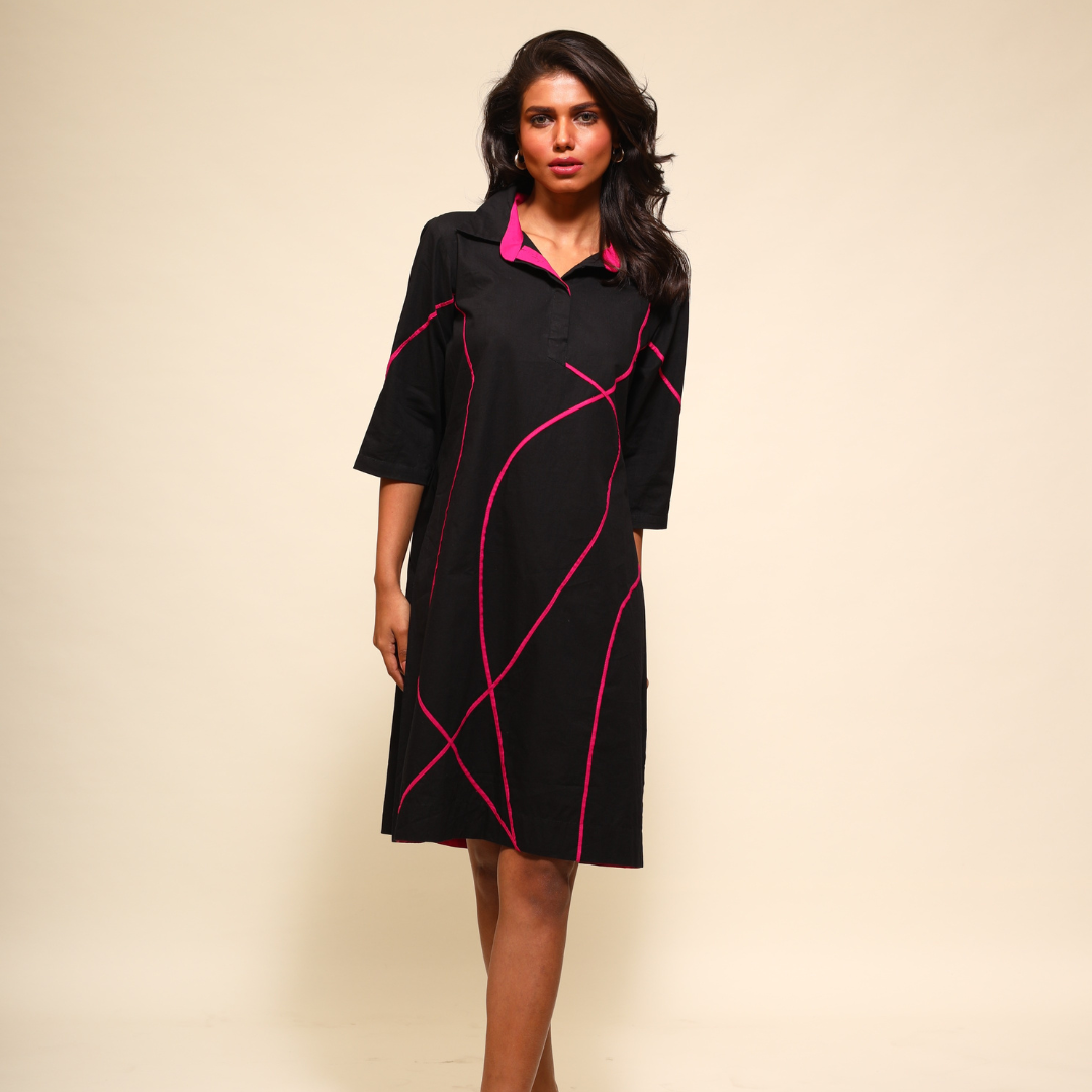 Black Wandering Path Dress