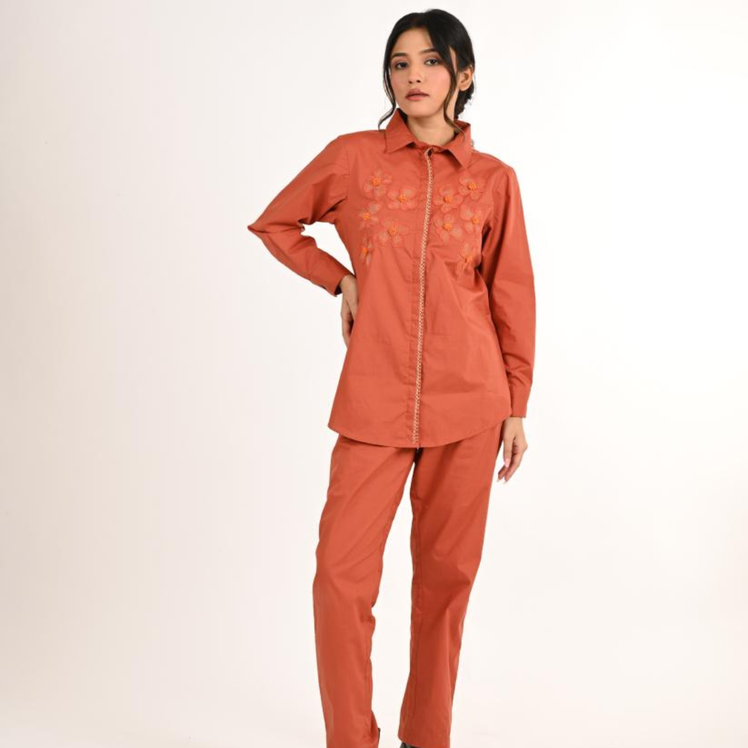 Organza Flower Burnt Orange Co ord