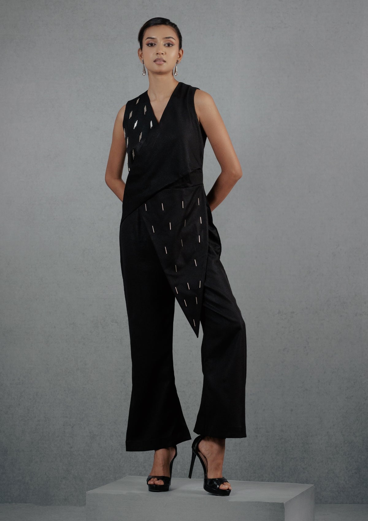 Black Pipe Jumpsuit - View 2
