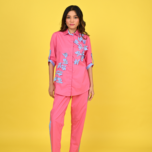 Pink Wire Flower Co-ord Set