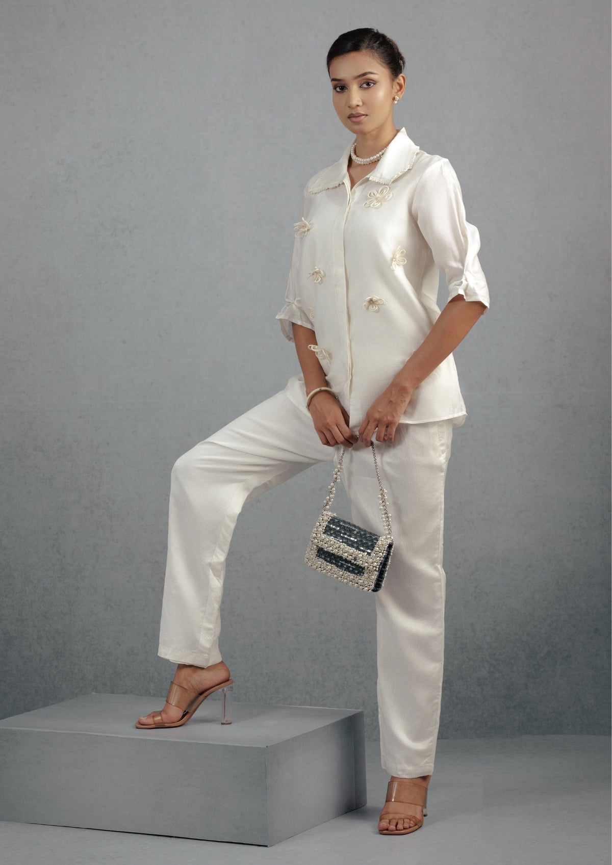 Ivory Cord Flower Co-Ord Set - View 1