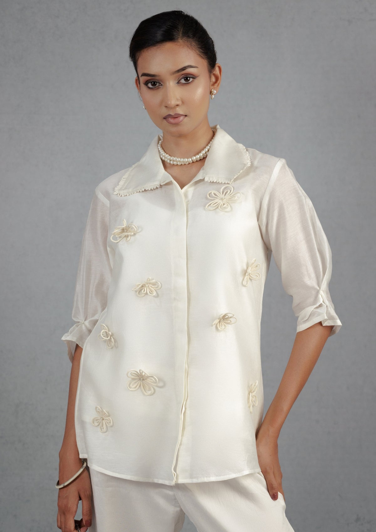Ivory Cord Flower Co-Ord Set - View 3
