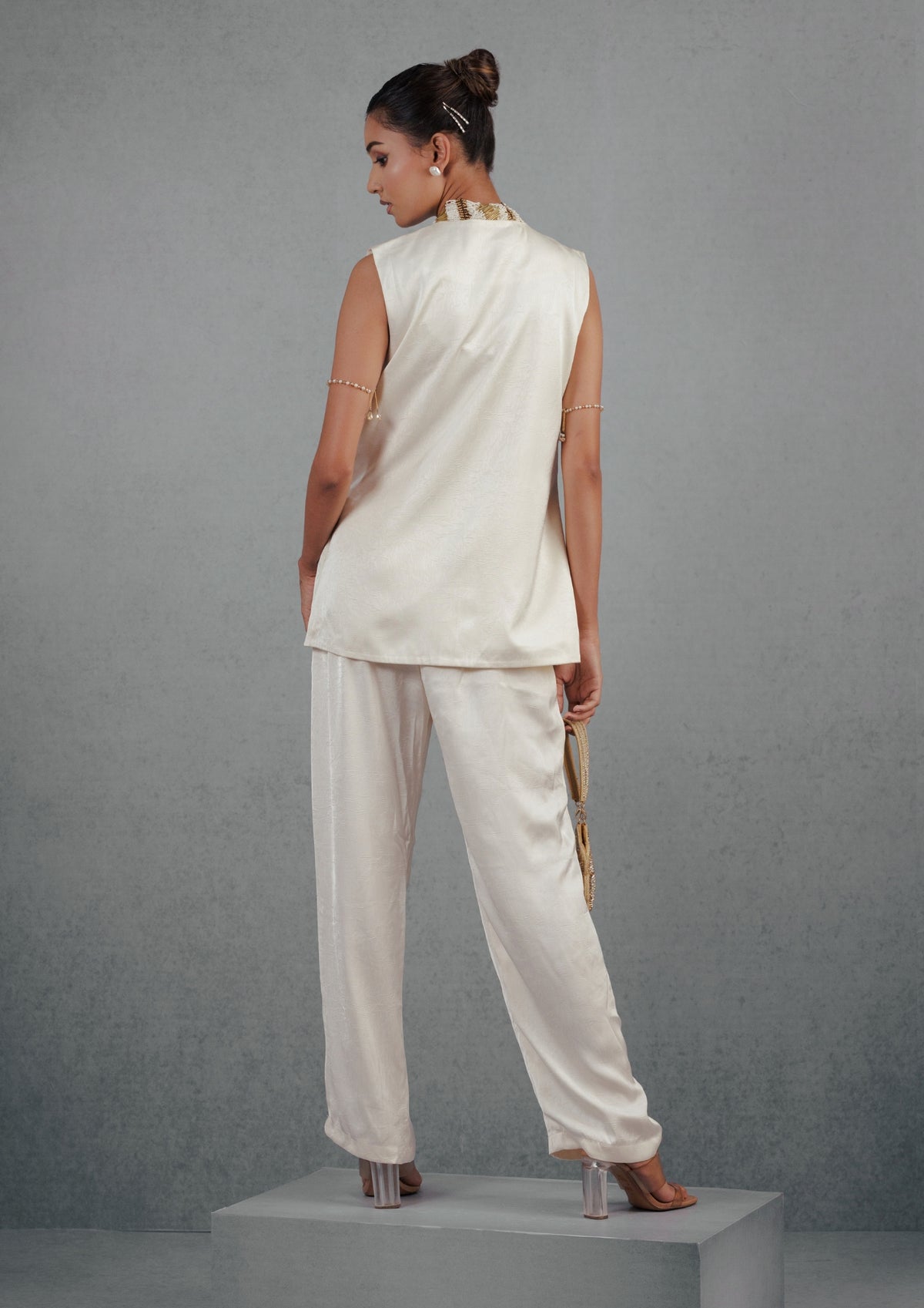 Ivory Gold Chir-Pipe Blazer Set - View 6