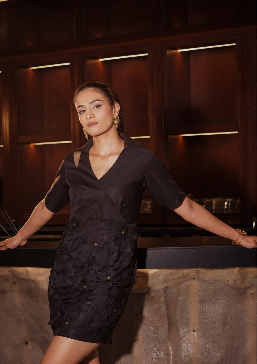 Black Laser Rivet Dress - Alternate