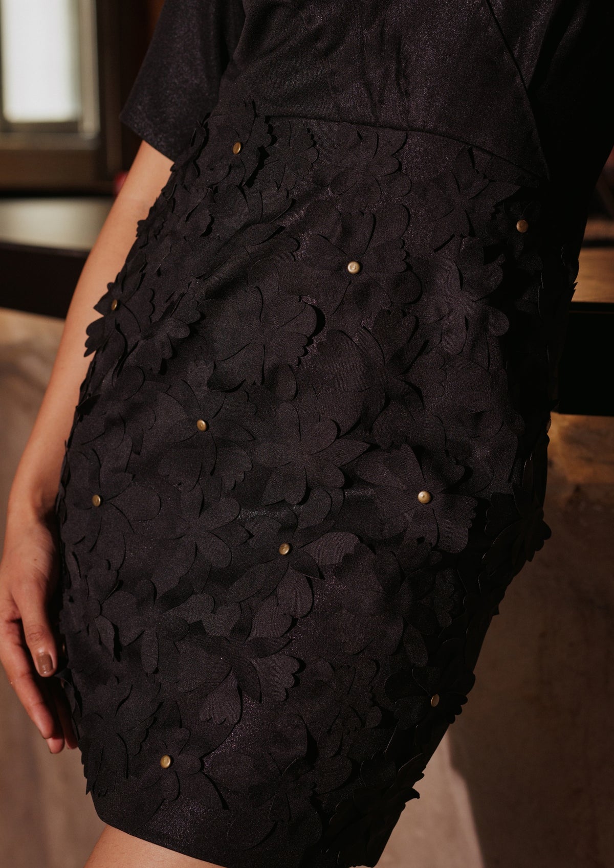 Black Laser Rivet Dress - View 3