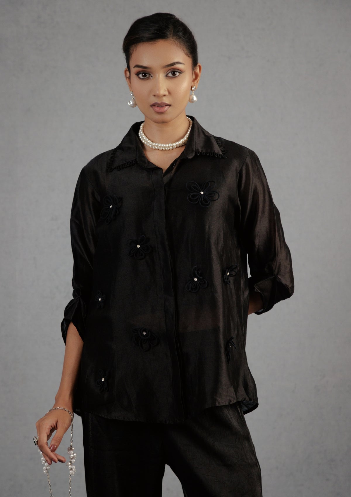 Black Cord Flower Co-Ord Set - View 6