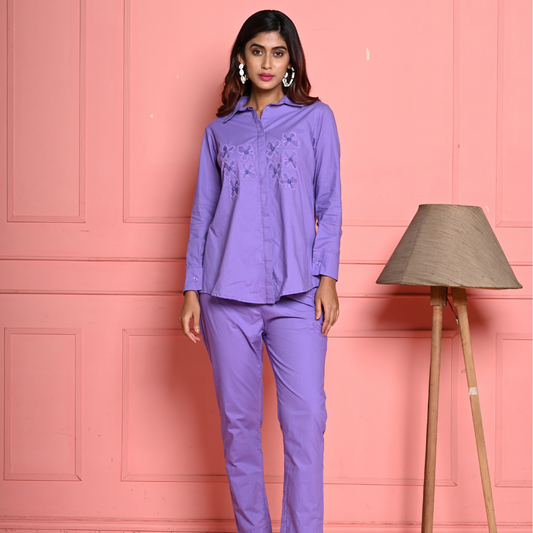 Organza Flower Lilac Co-ord Set