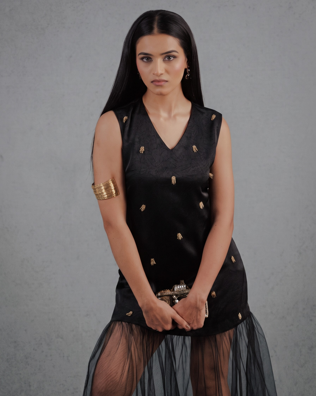 Black Gold Chir-Pipe Dress - View 5