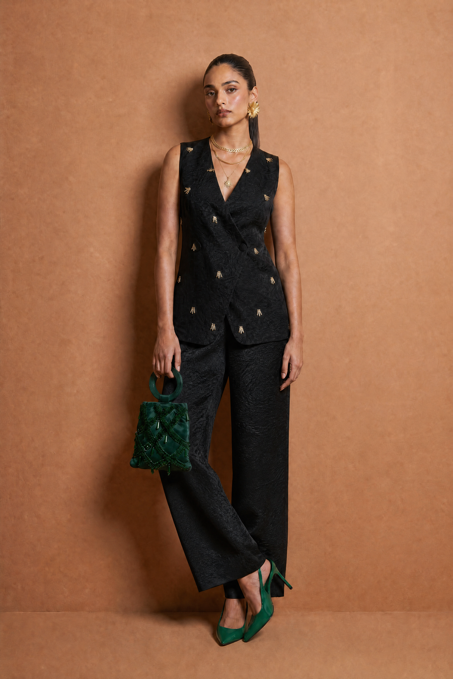 Black Gold Chir-Pipe Blazer Set