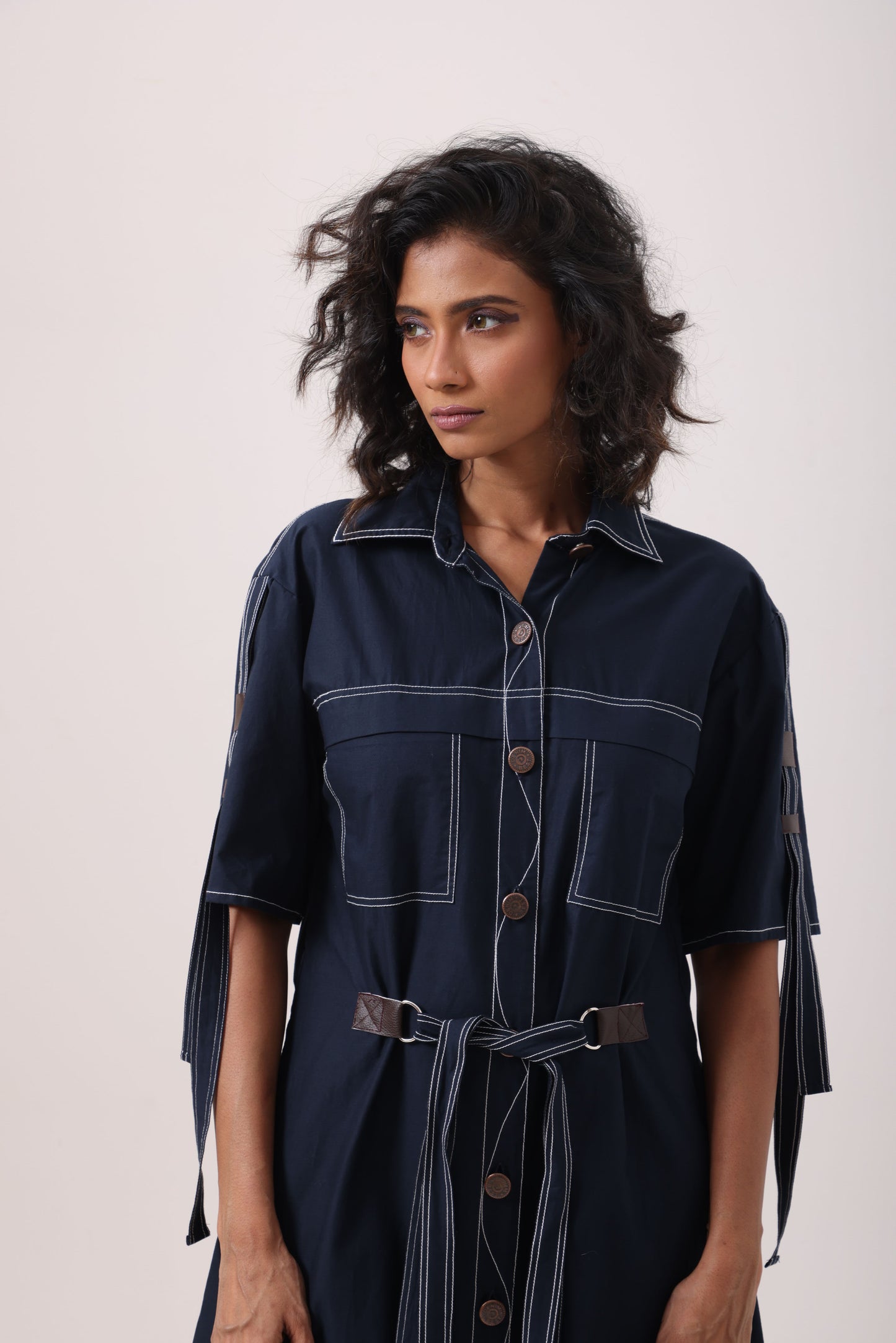 Circle Star Dust Dress in Navy