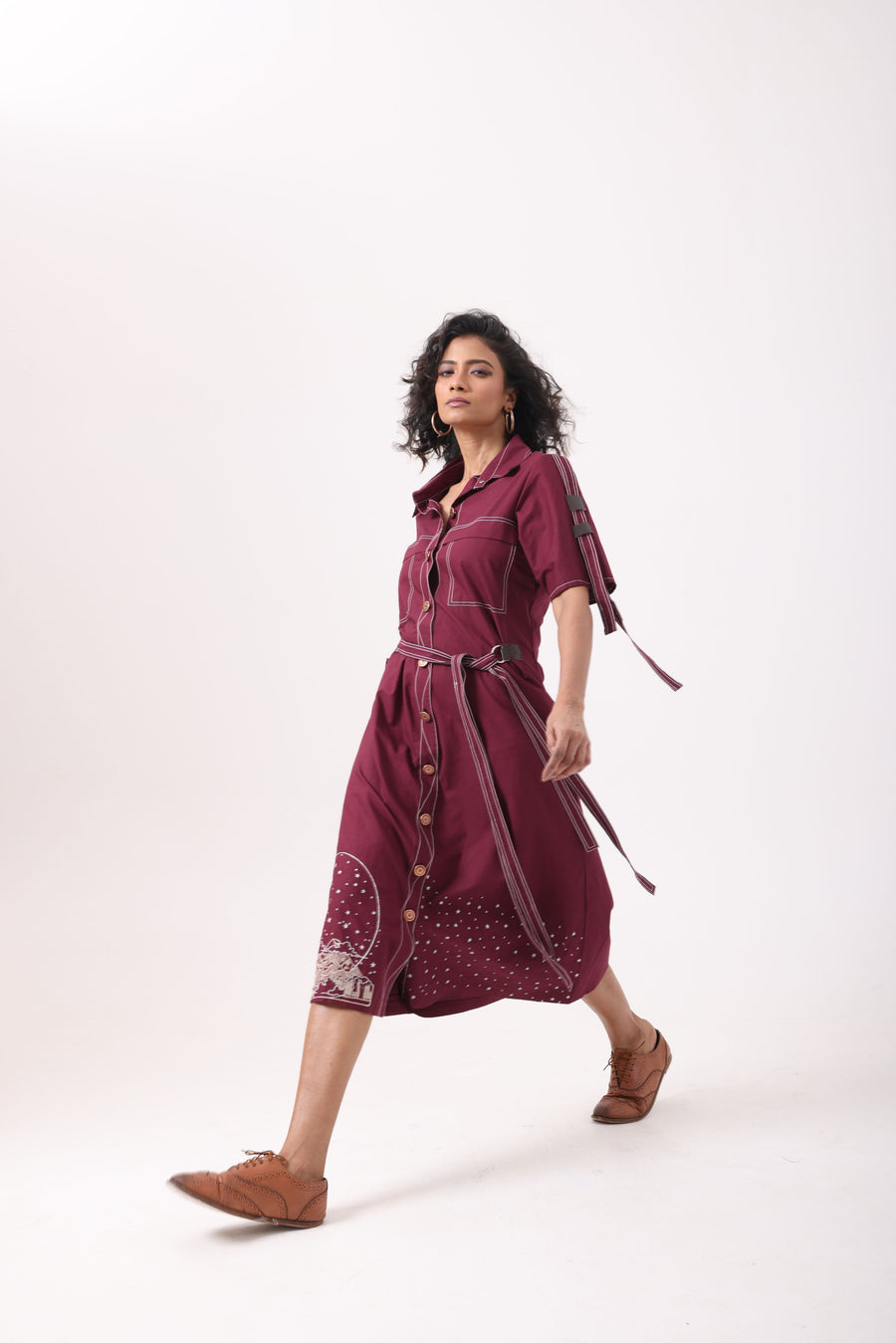 Circle Star Dust Dress in Wine - Alternate