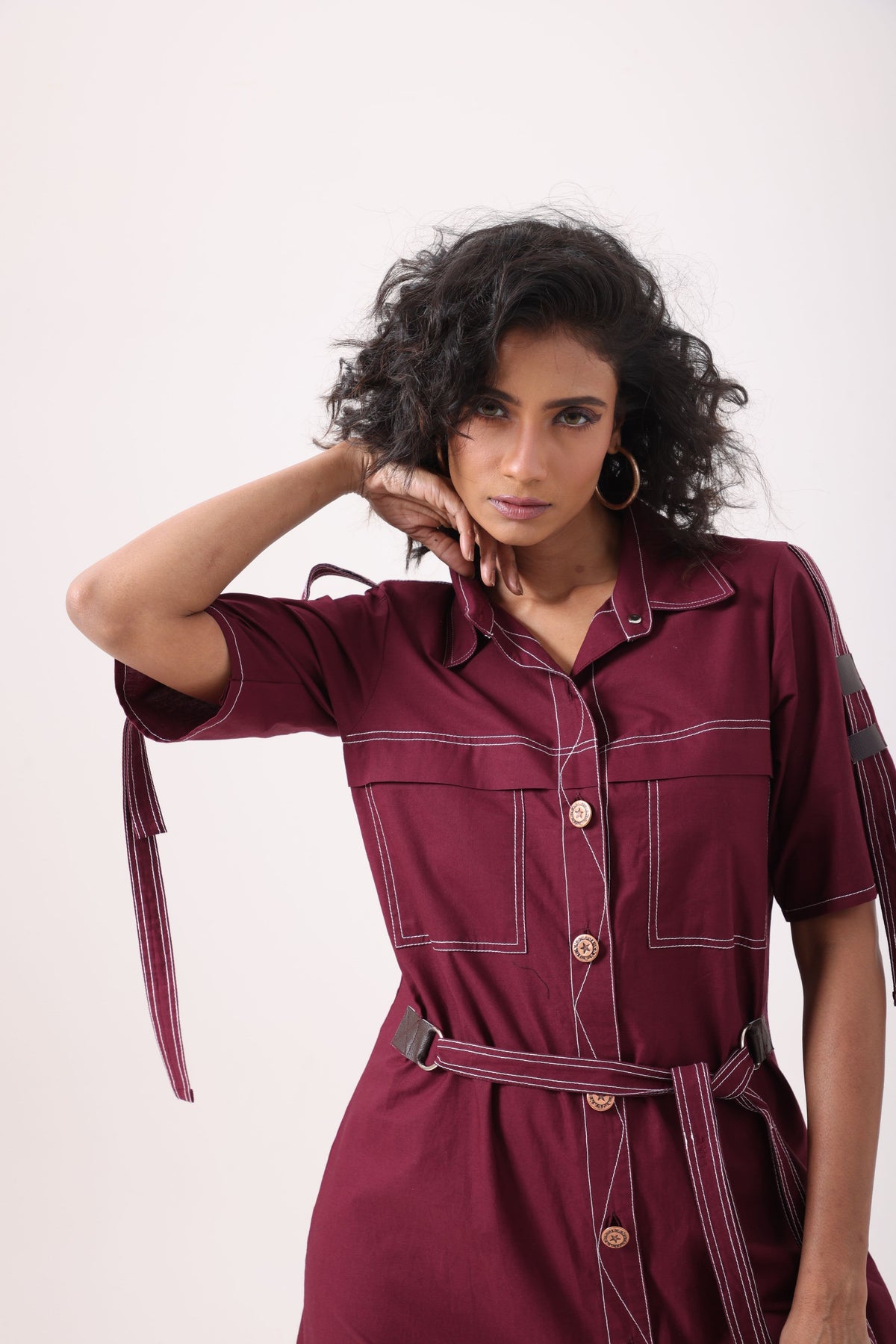 Circle Star Dust Dress in Wine - View 3