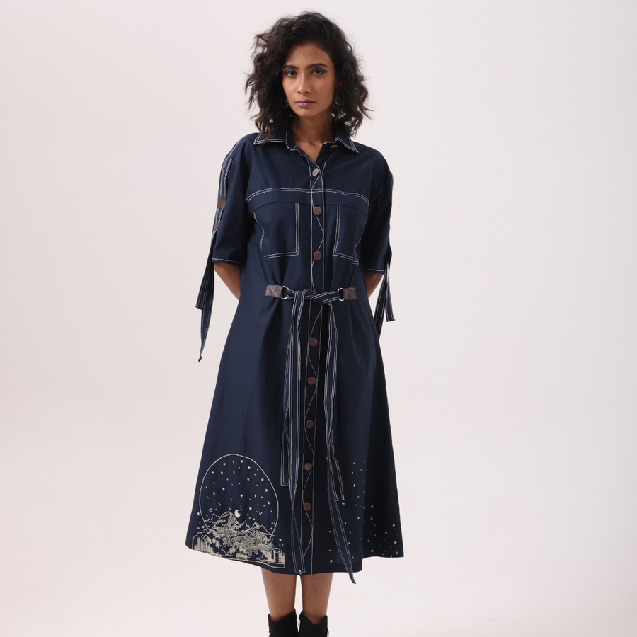 Circle Star Dust Dress in Navy