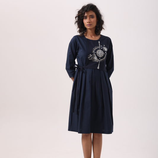 Compass Dress in Navy