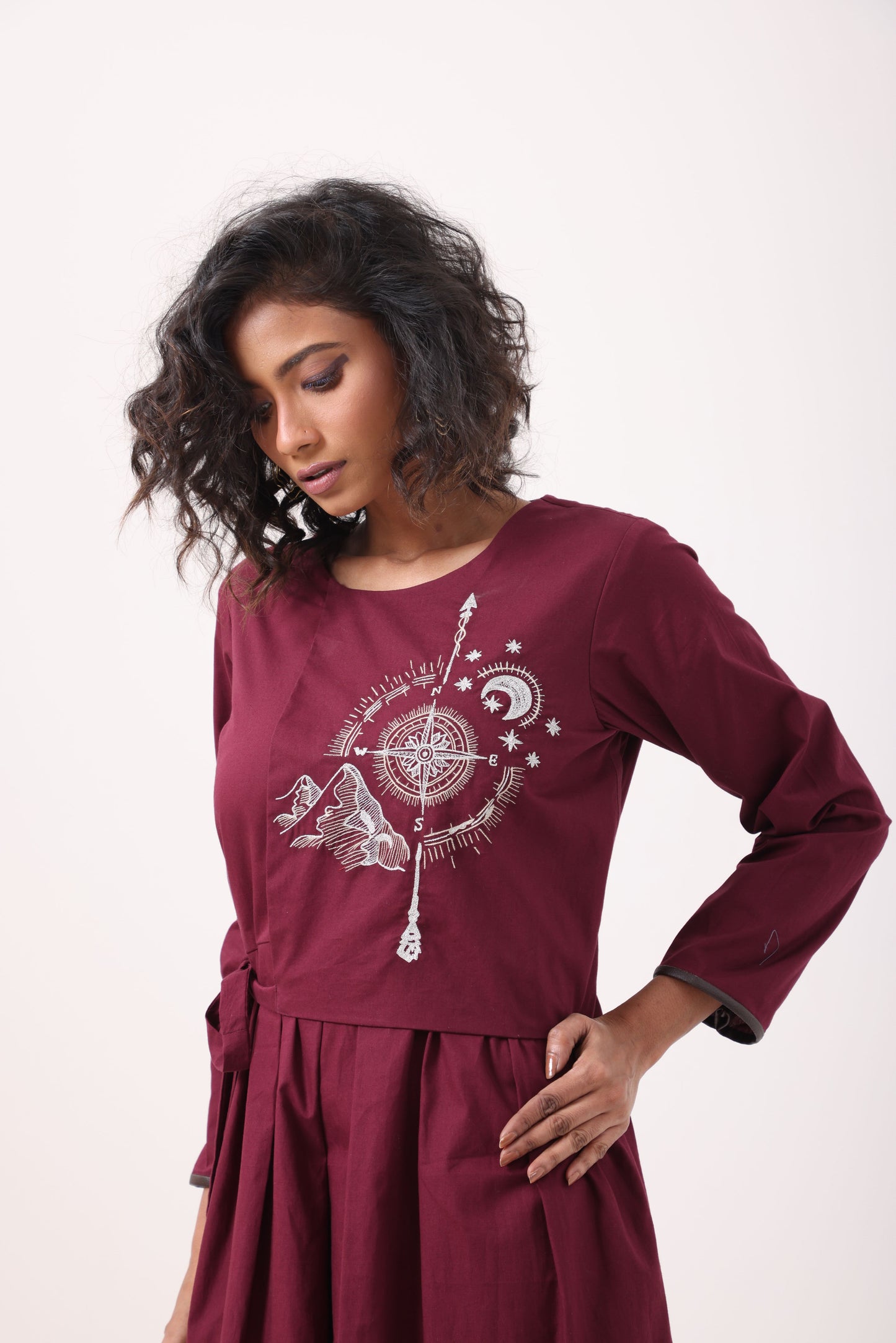 Compass Dress in Wine