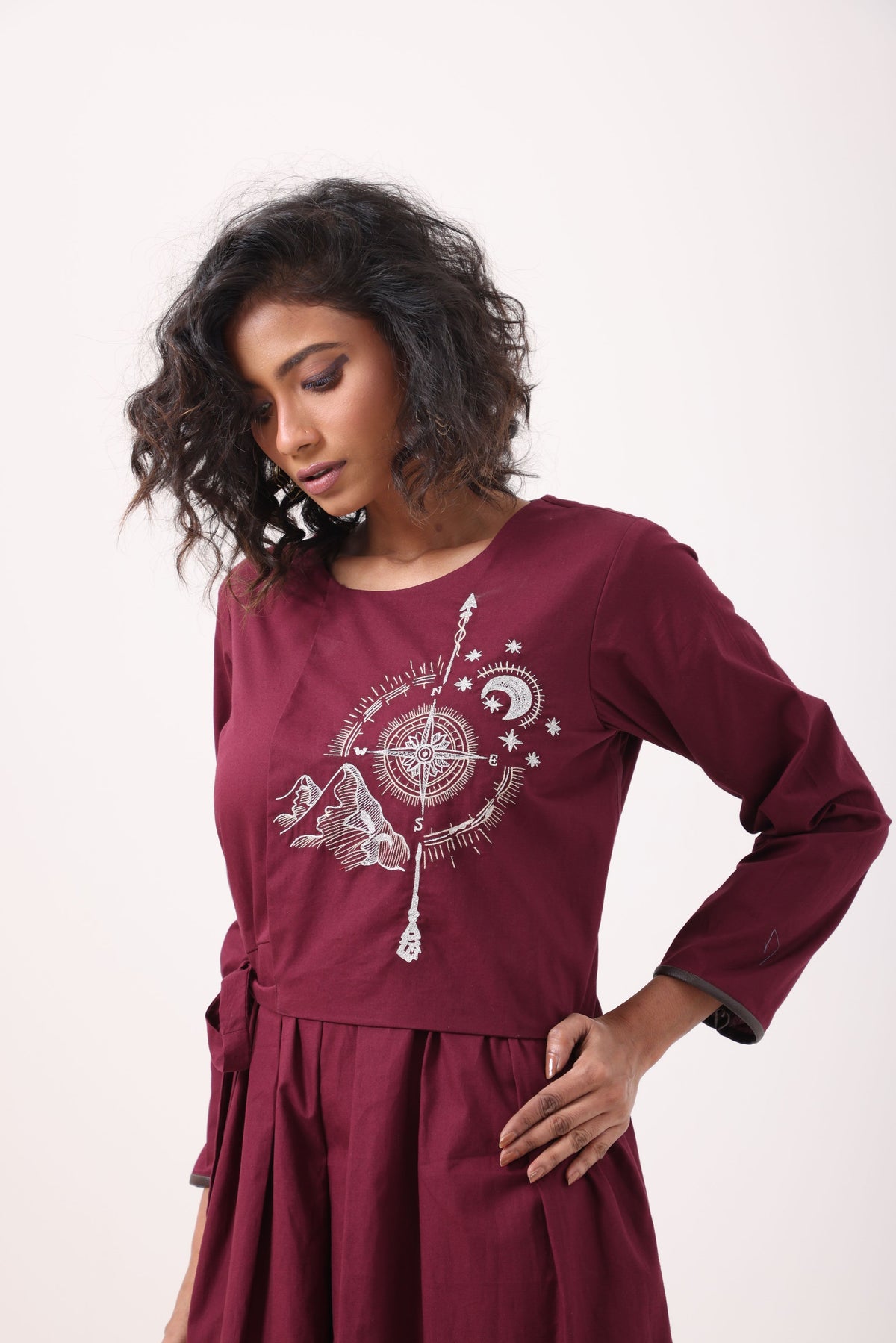 Compass Dress in Wine - View 3