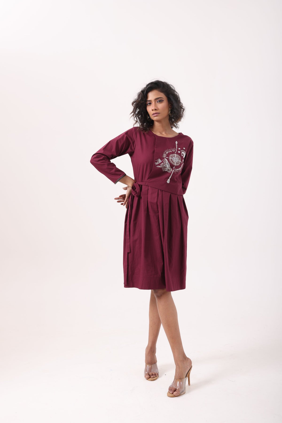 Compass Dress in Wine - View 2