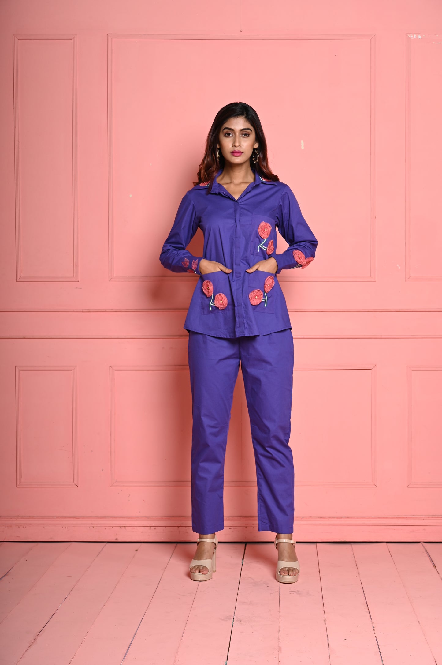 Purple 3D Organza Flower Co-ord Set