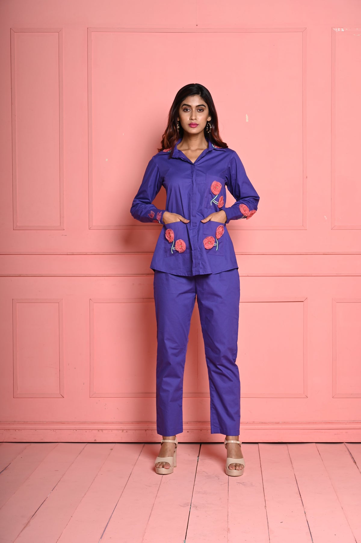 Purple 3D Organza Flower Co-ord Set - View 2