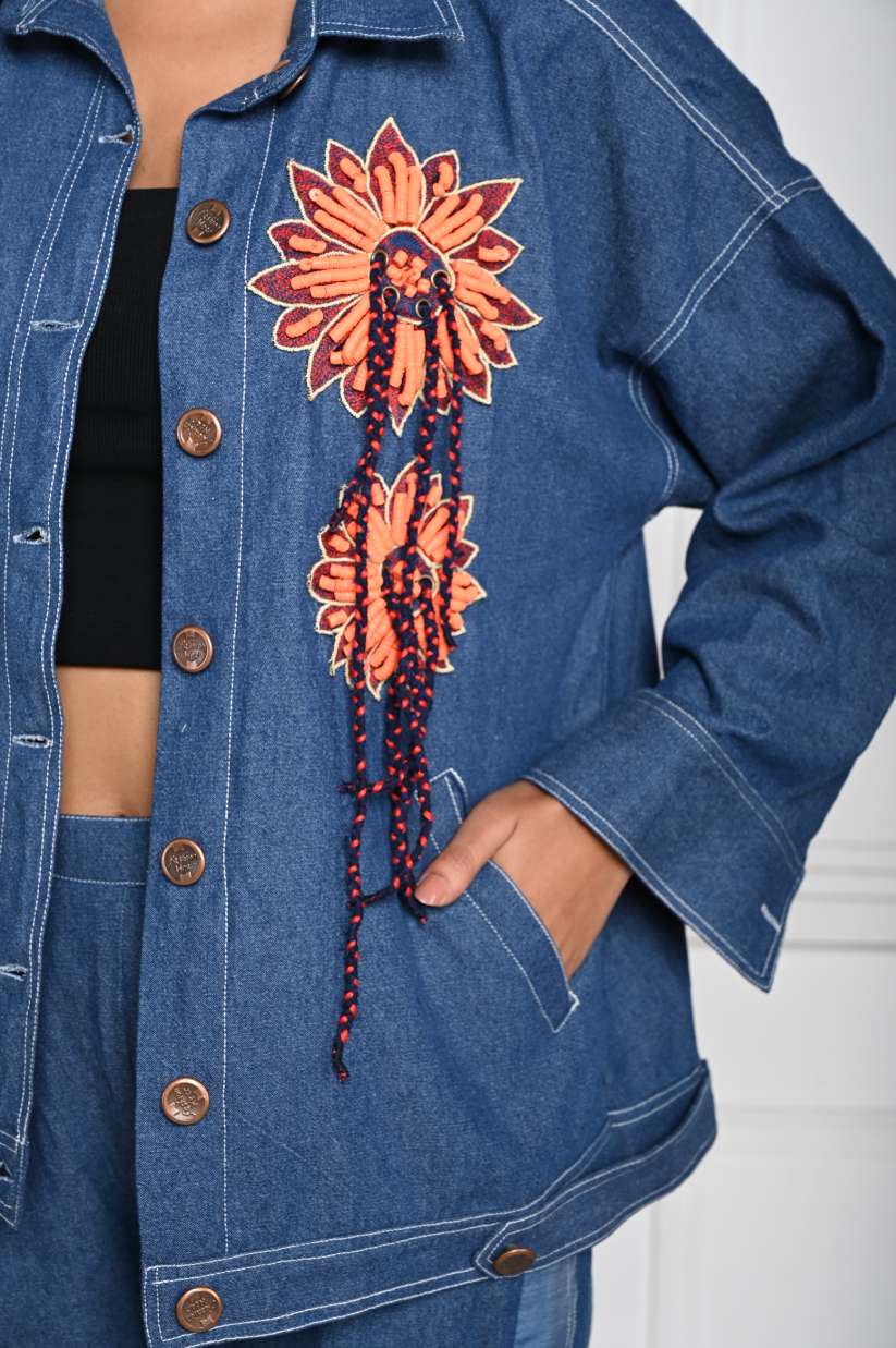 Flower Denim Jacket - View 3