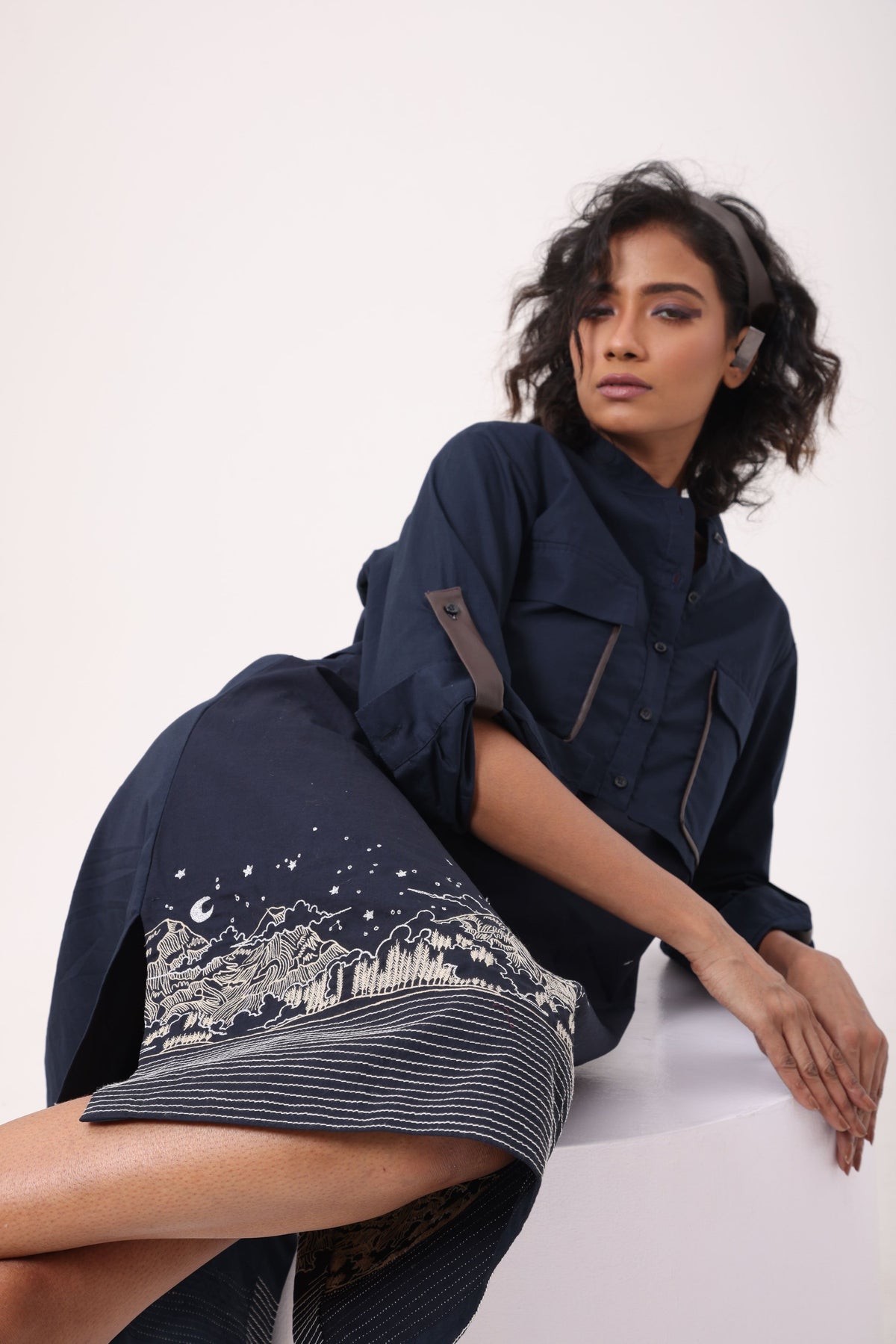 Landscape Dress in Navy - View 3