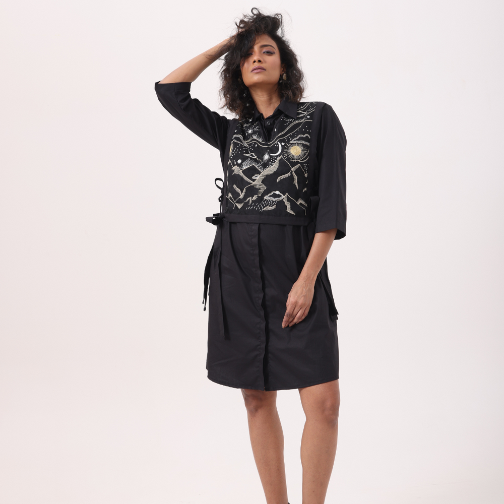 Mountain Bib Dress in Black