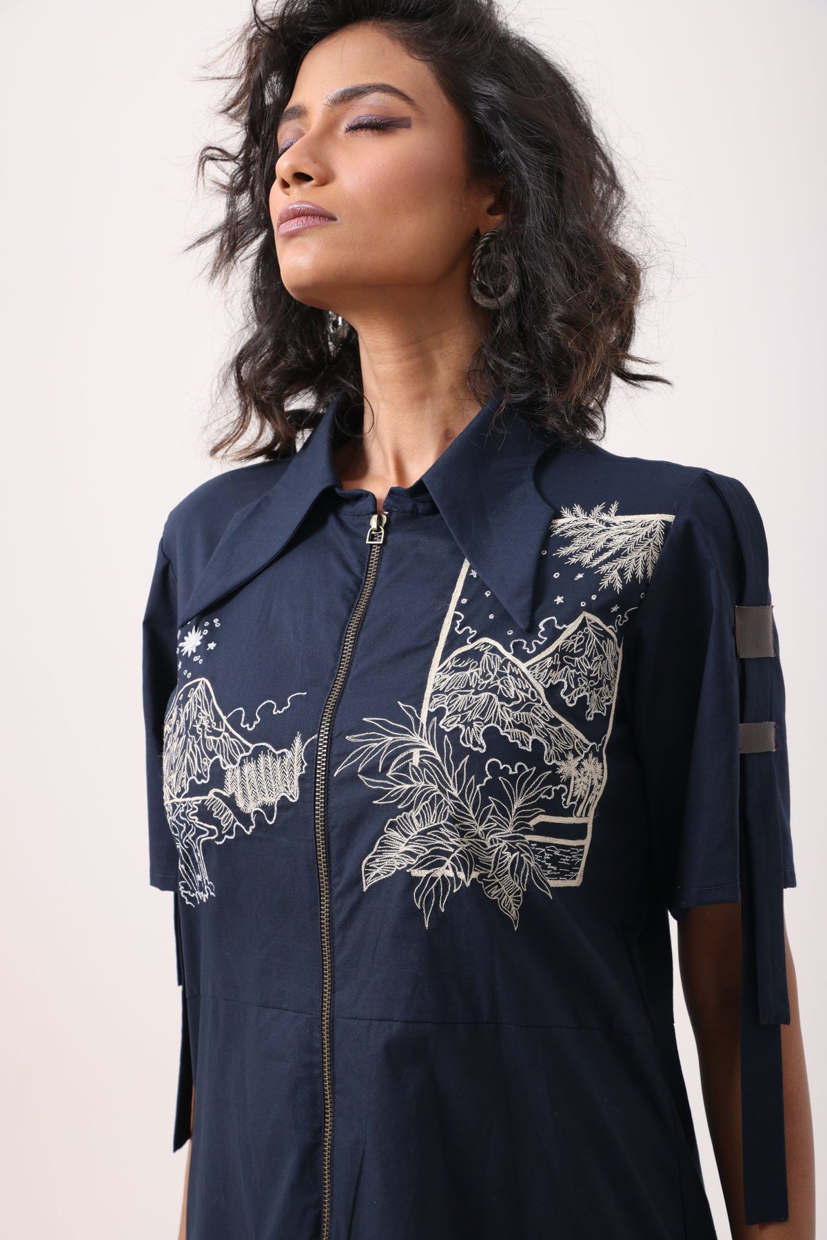 Mountain Straight Dress in Navy - View 4