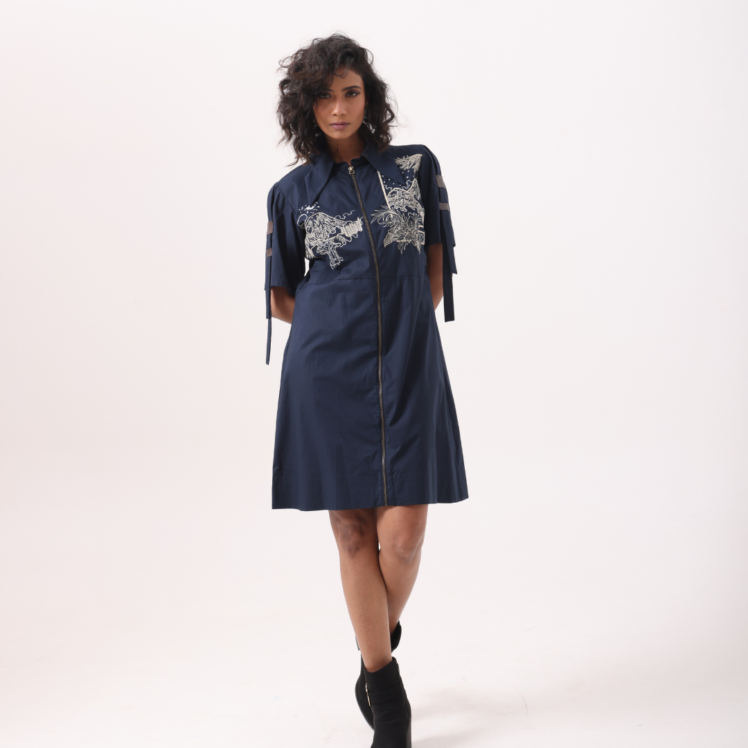 Mountain Straight Dress in Navy - View 1
