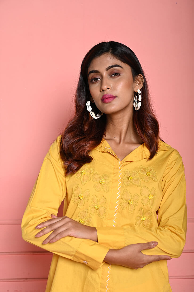 Organza Flower Yellow Co-ord Set - View 3