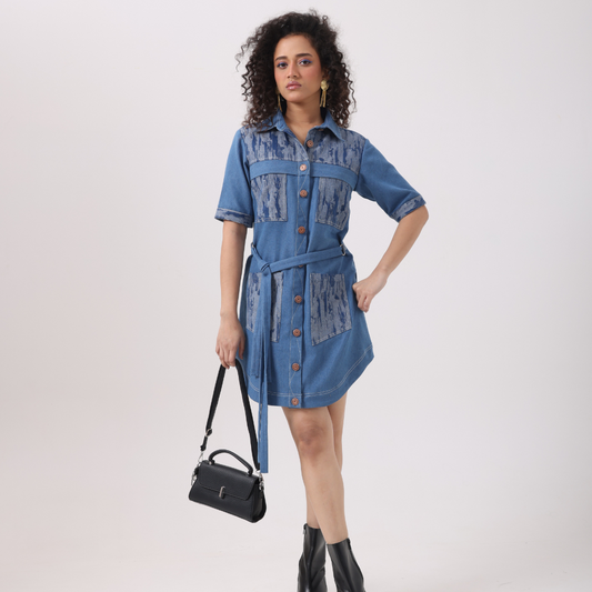 Rugged Denim Pocket Patch Dress