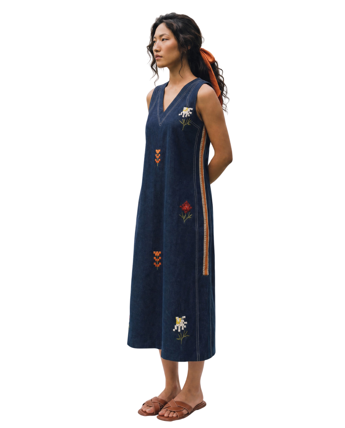 Pixel Blue Midi Dress