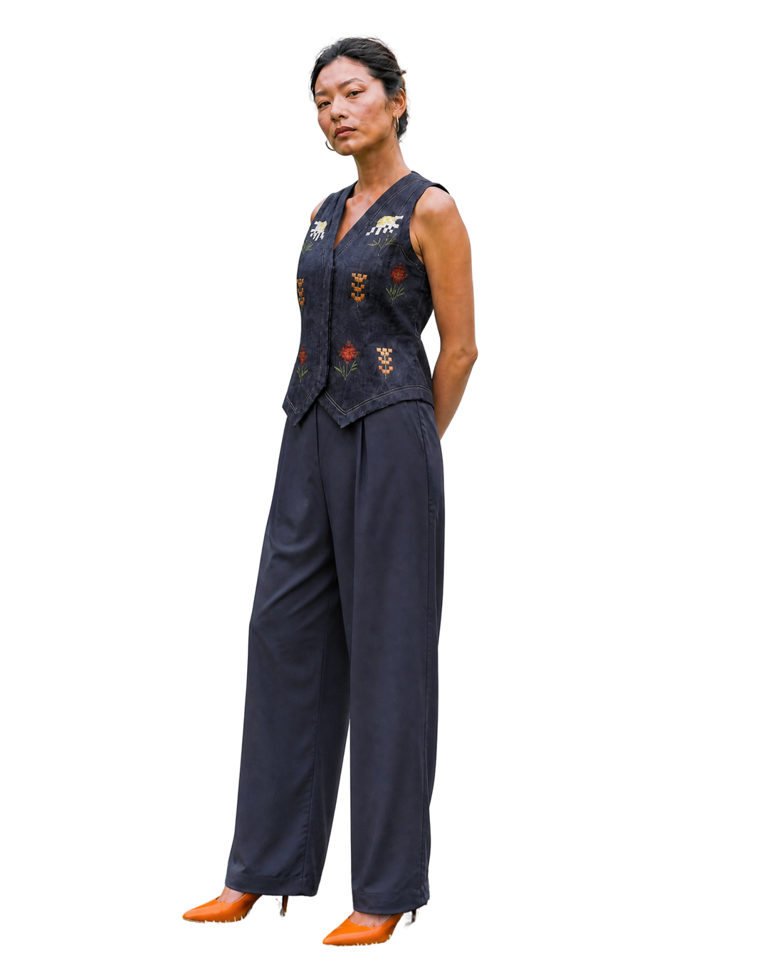 Pixel Blue Waistcoat Co-ord Set