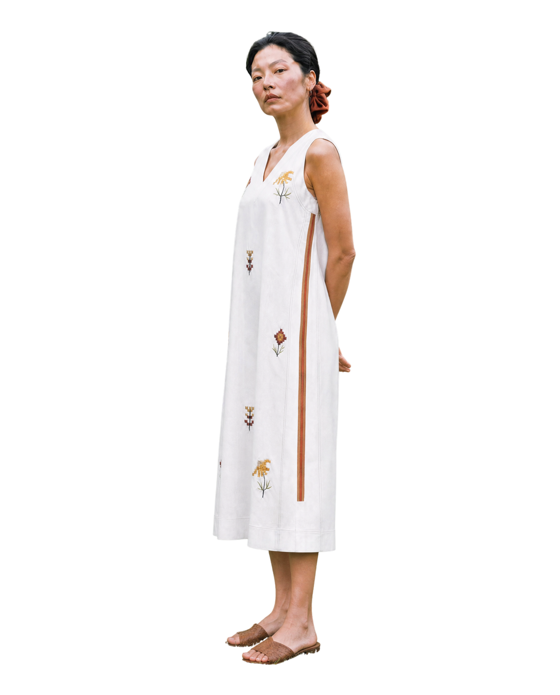 Pixel White Midi Dress