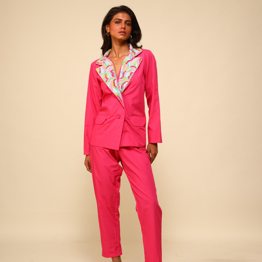 Pink Wave Blazer Set